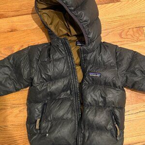 PATAGONIA Baby Hi-Loft Down Sweater Hoody - Dark Grey - 3T Toddler